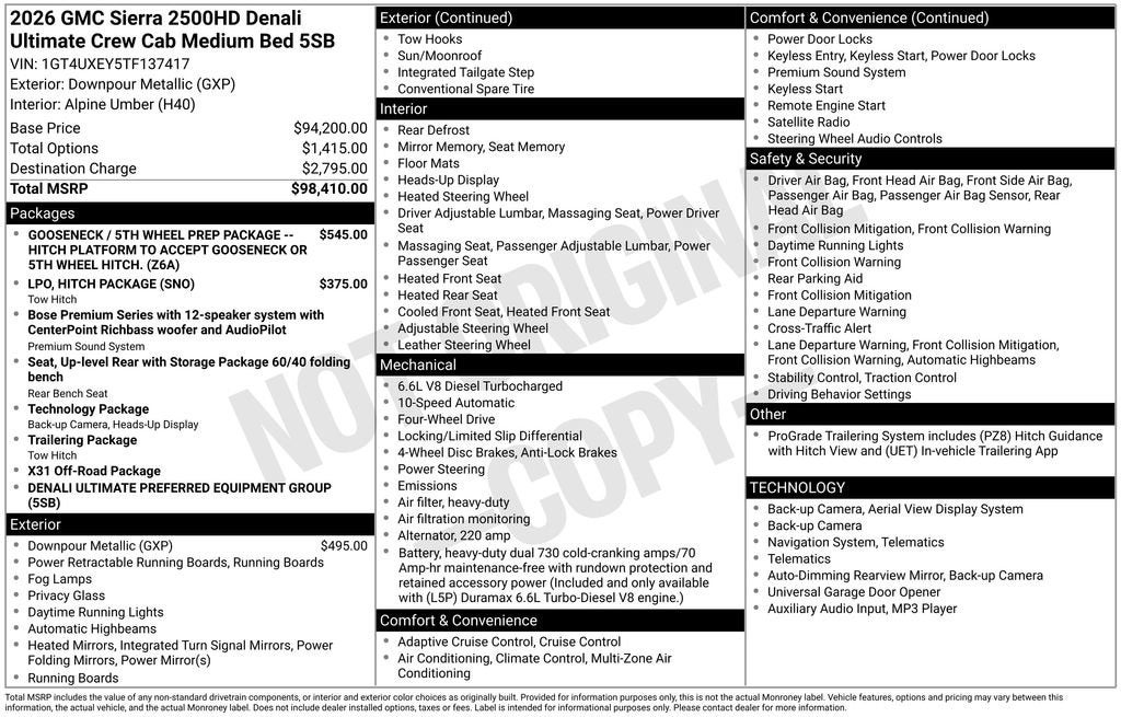 2026 GMC Sierra 2500 HD Denali Ultimate