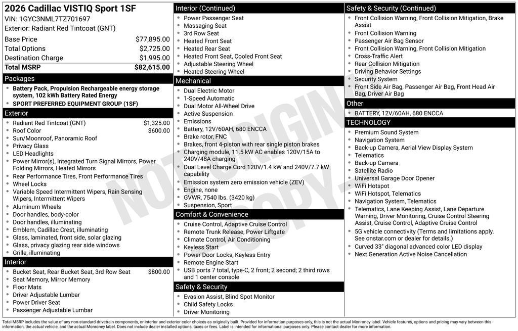 2026 Cadillac VISTIQ Sport