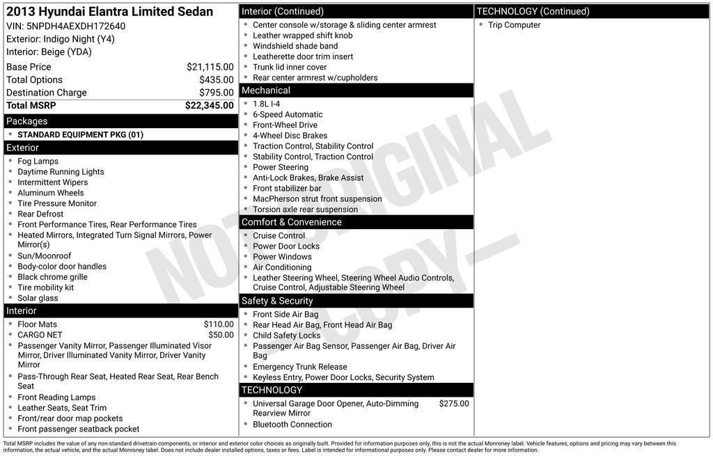 2013 Hyundai ELANTRA Limited