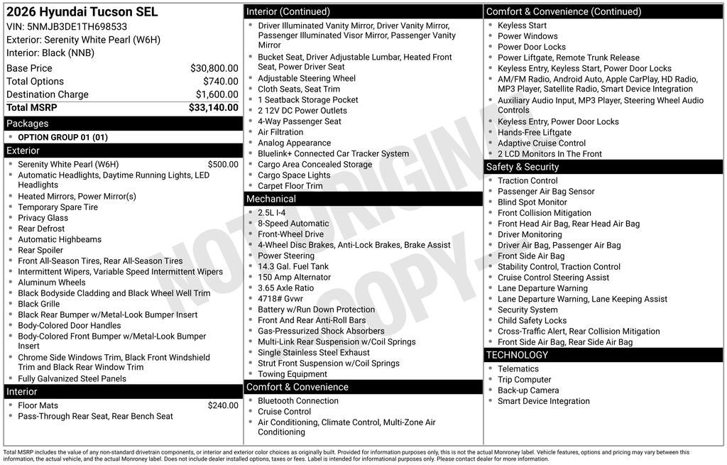 2026 Hyundai TUCSON SEL