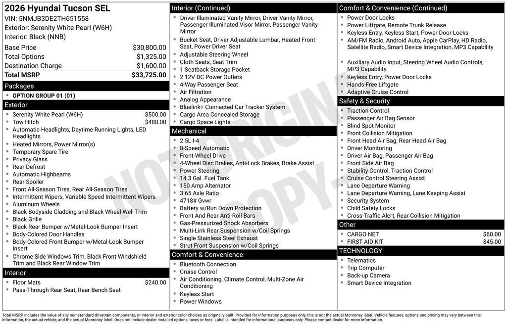 2026 Hyundai TUCSON SEL