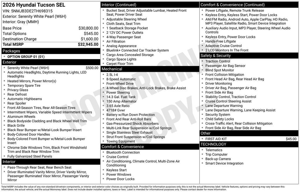 2026 Hyundai TUCSON SEL