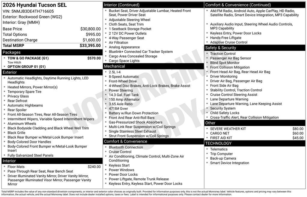 2026 Hyundai TUCSON SEL