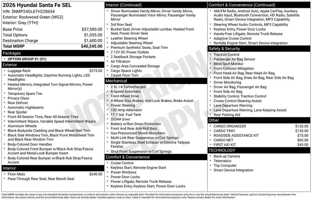 2026 Hyundai SANTA FE SEL FWD