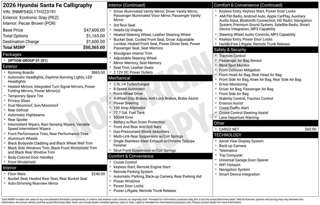 2026 Hyundai SANTA FE Calligraphy FWD
