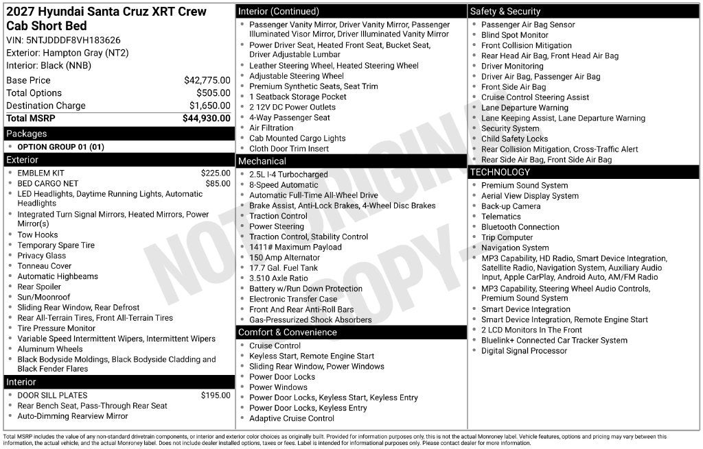 2027 Hyundai SANTA CRUZ XRT
