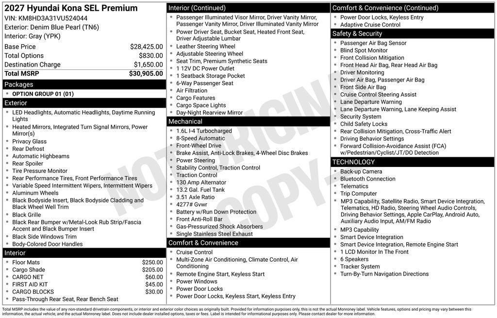 2027 Hyundai KONA SEL Premium