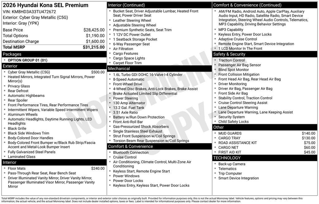 2026 Hyundai KONA SEL Premium