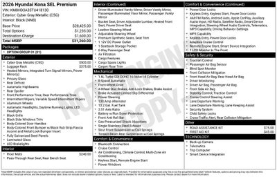 2026 Hyundai KONA SEL Premium