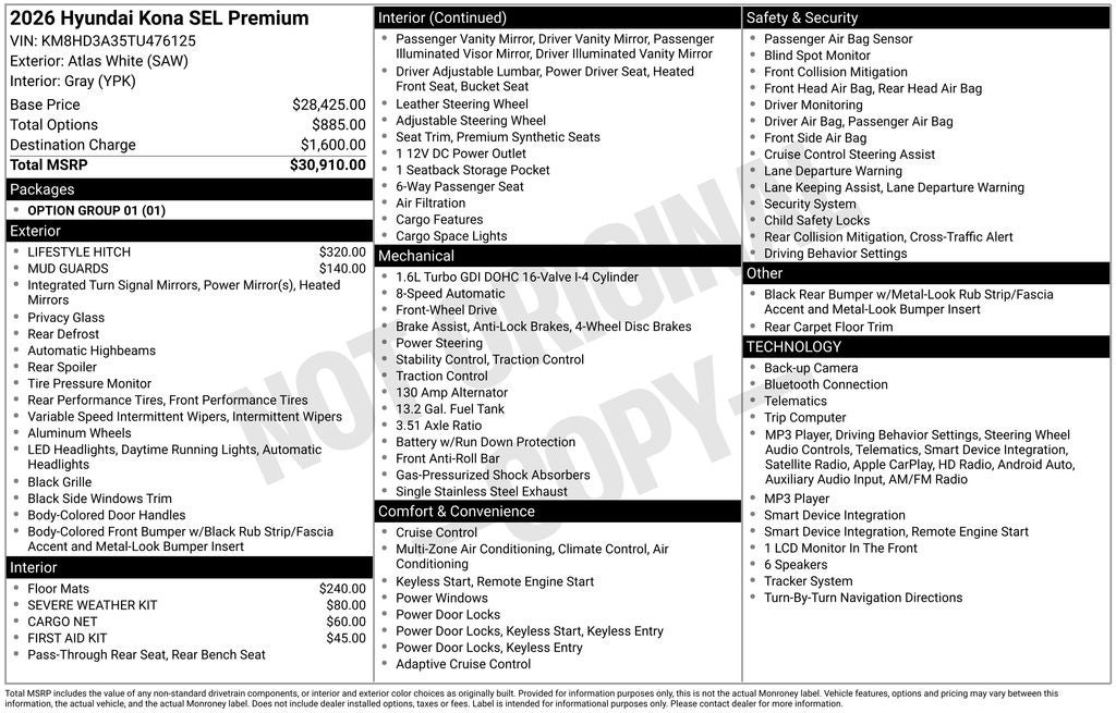 2026 Hyundai KONA SEL Premium