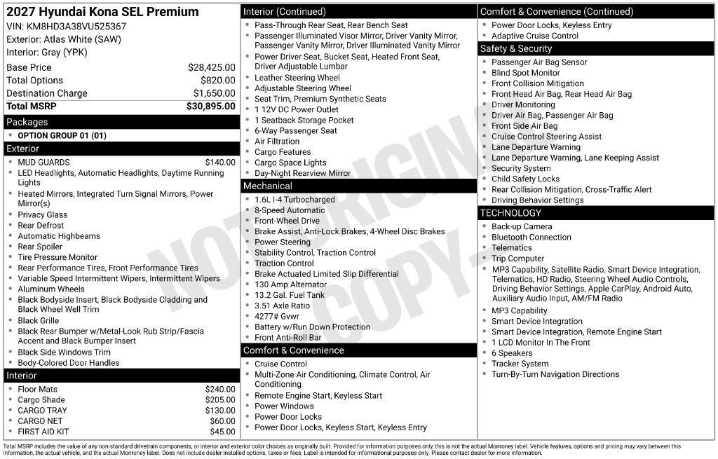 2027 Hyundai KONA SEL Premium