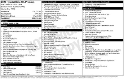 2027 Hyundai KONA SEL Premium