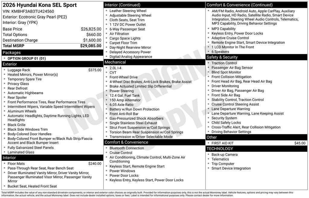 2026 Hyundai KONA SEL Sport