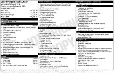 2027 Hyundai KONA SEL Sport