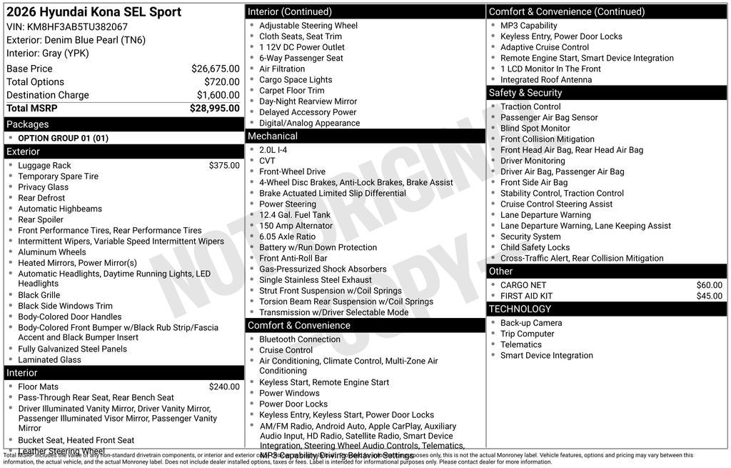 2026 Hyundai KONA SEL Sport