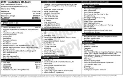 2027 Hyundai KONA SEL Sport
