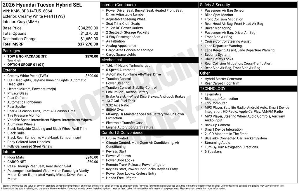 2026 Hyundai TUCSON HYBRID SEL