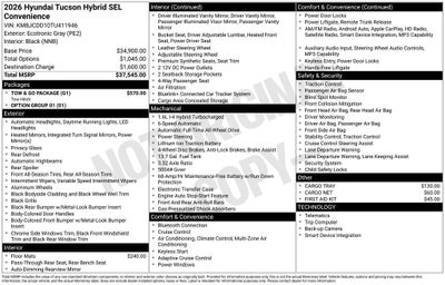 2026 Hyundai TUCSON HYBRID SEL Convenience
