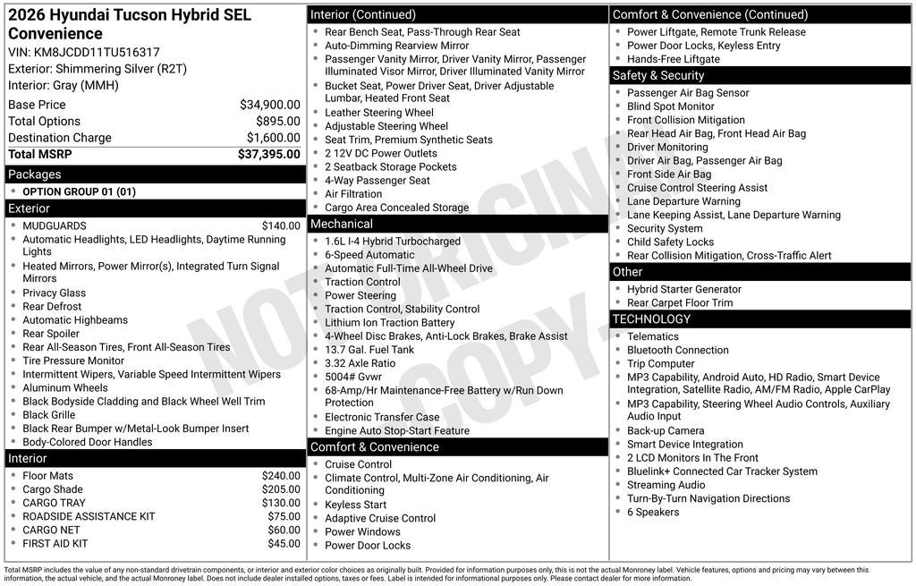 2026 Hyundai TUCSON HYBRID SEL Convenience