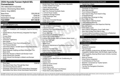 2026 Hyundai TUCSON HYBRID SEL Convenience