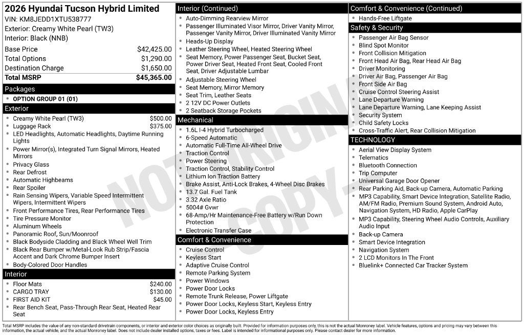 2026 Hyundai TUCSON HYBRID Limited