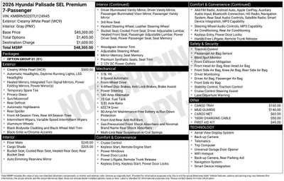 2026 Hyundai PALISADE SEL Premium 7 Passenger