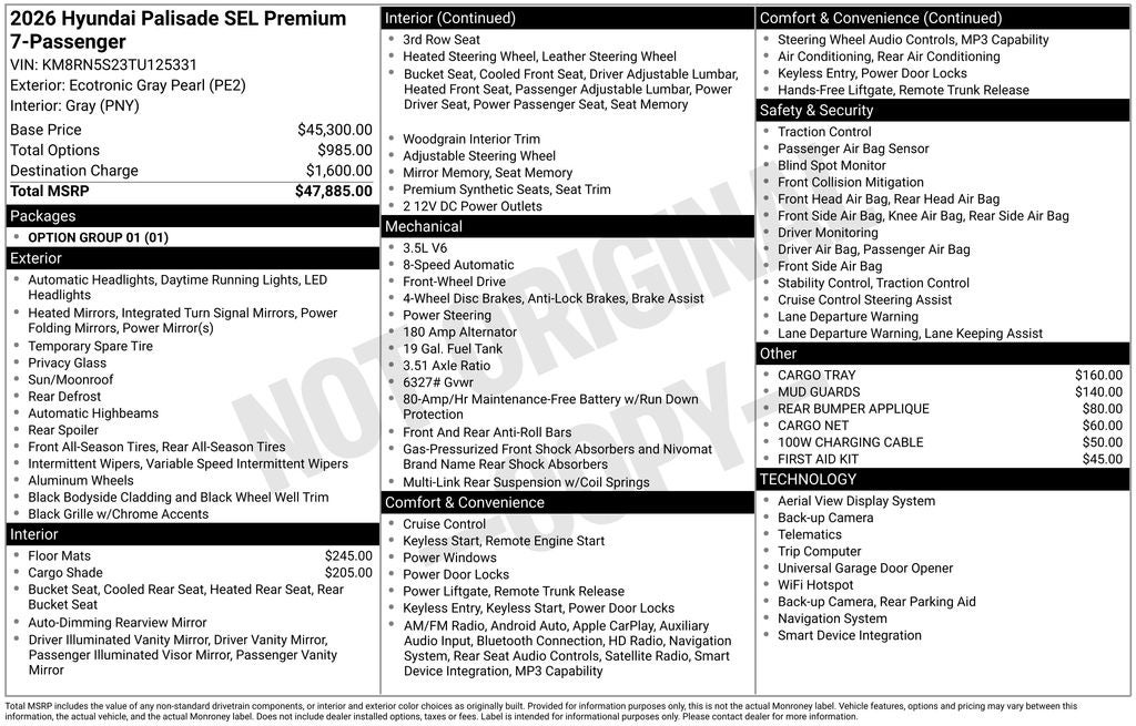 2026 Hyundai PALISADE SEL Premium 7 Passenger