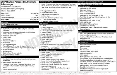 2027 Hyundai PALISADE SEL Premium 7 Passenger