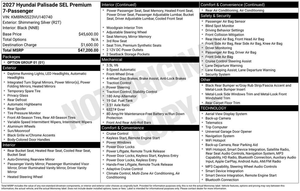 2027 Hyundai PALISADE SEL Premium 7 Passenger