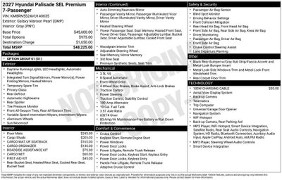 2027 Hyundai PALISADE SEL Premium 7 Passenger