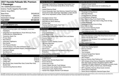 2027 Hyundai PALISADE SEL Premium 7 Passenger