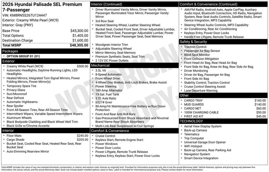 2026 Hyundai PALISADE SEL Premium 7 Passenger