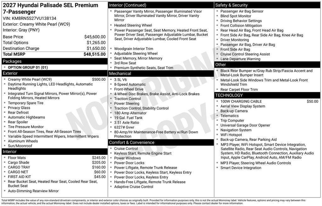 2027 Hyundai PALISADE SEL Premium 7 Passenger