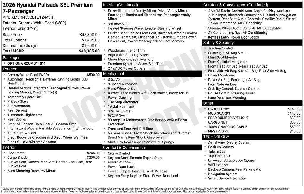 2026 Hyundai PALISADE SEL Premium 7 Passenger