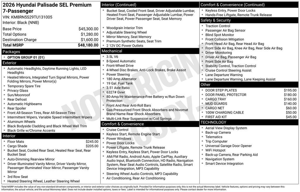 2026 Hyundai PALISADE SEL Premium 7 Passenger