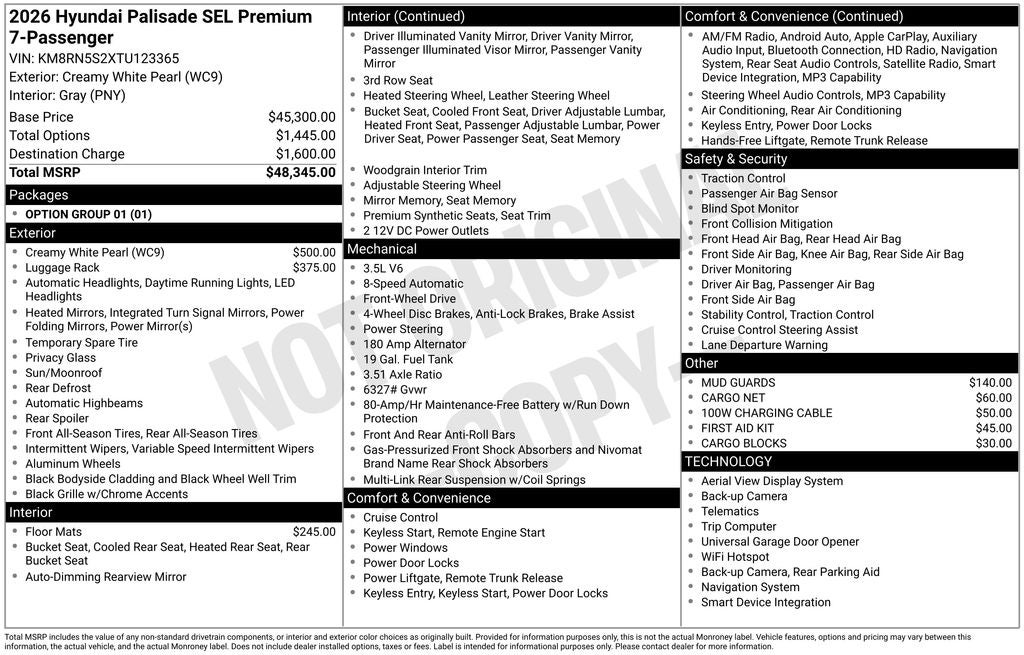 2026 Hyundai PALISADE SEL Premium 7 Passenger