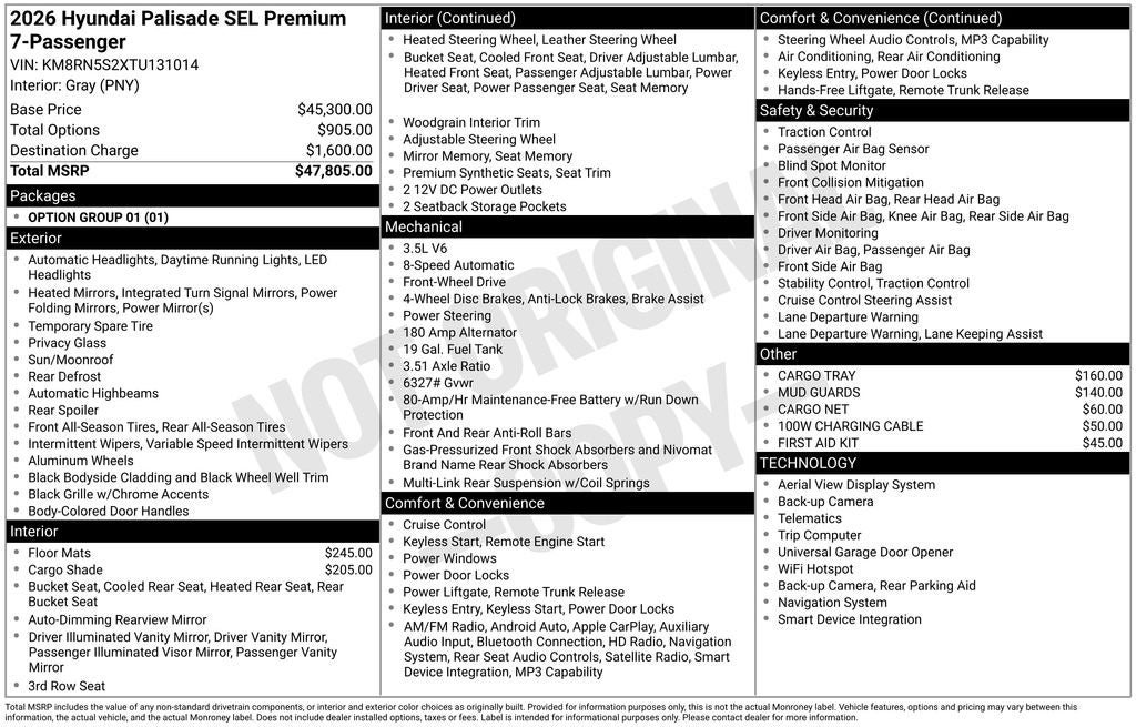 2026 Hyundai PALISADE SEL Premium 7 Passenger