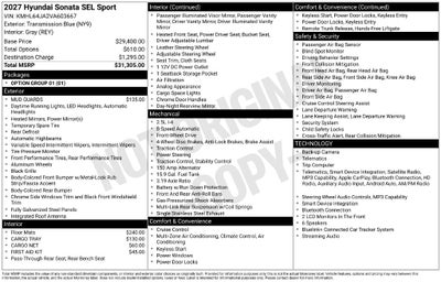 2027 Hyundai SONATA SEL Sport