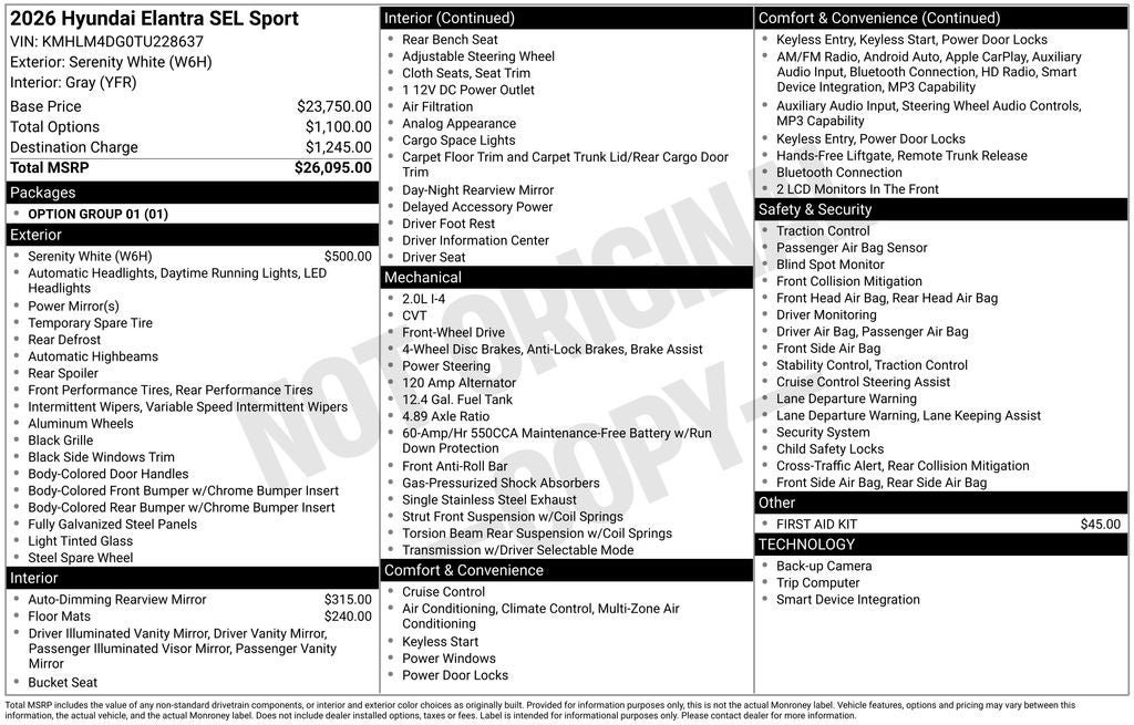 2026 Hyundai ELANTRA SEL Sport