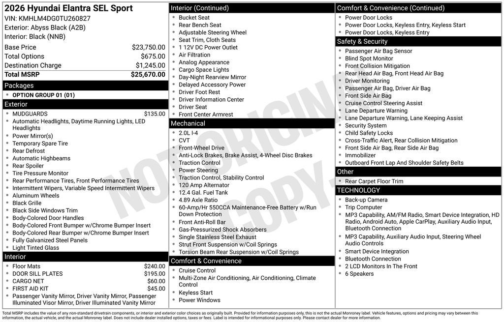 2026 Hyundai ELANTRA SEL Sport