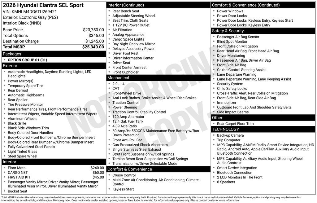 2026 Hyundai ELANTRA SEL Sport