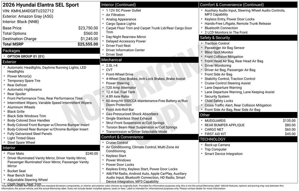2026 Hyundai ELANTRA SEL Sport