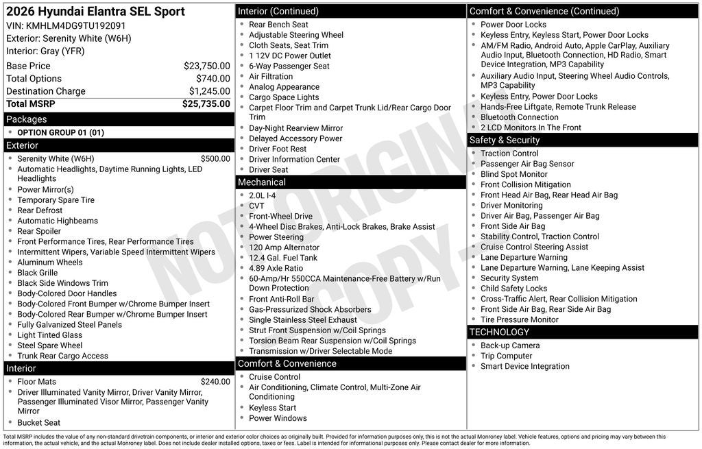 2026 Hyundai ELANTRA SEL Sport