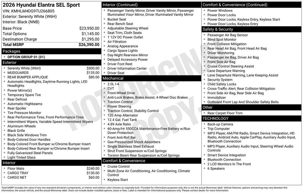 2026 Hyundai ELANTRA SEL Sport
