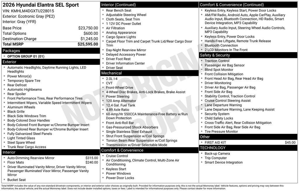 2026 Hyundai ELANTRA SEL Sport