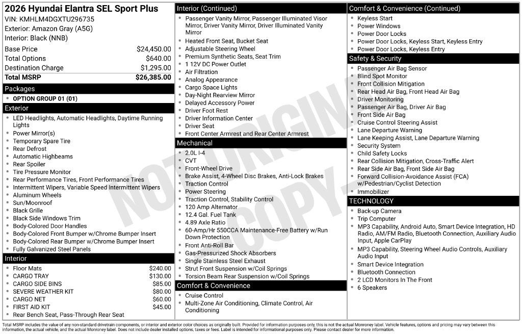 2026 Hyundai ELANTRA SEL Sport