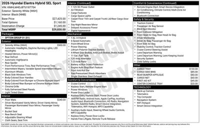 2026 Hyundai ELANTRA HYBRID SEL Sport