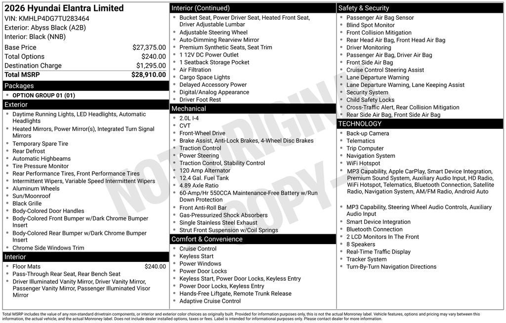 2026 Hyundai ELANTRA Limited