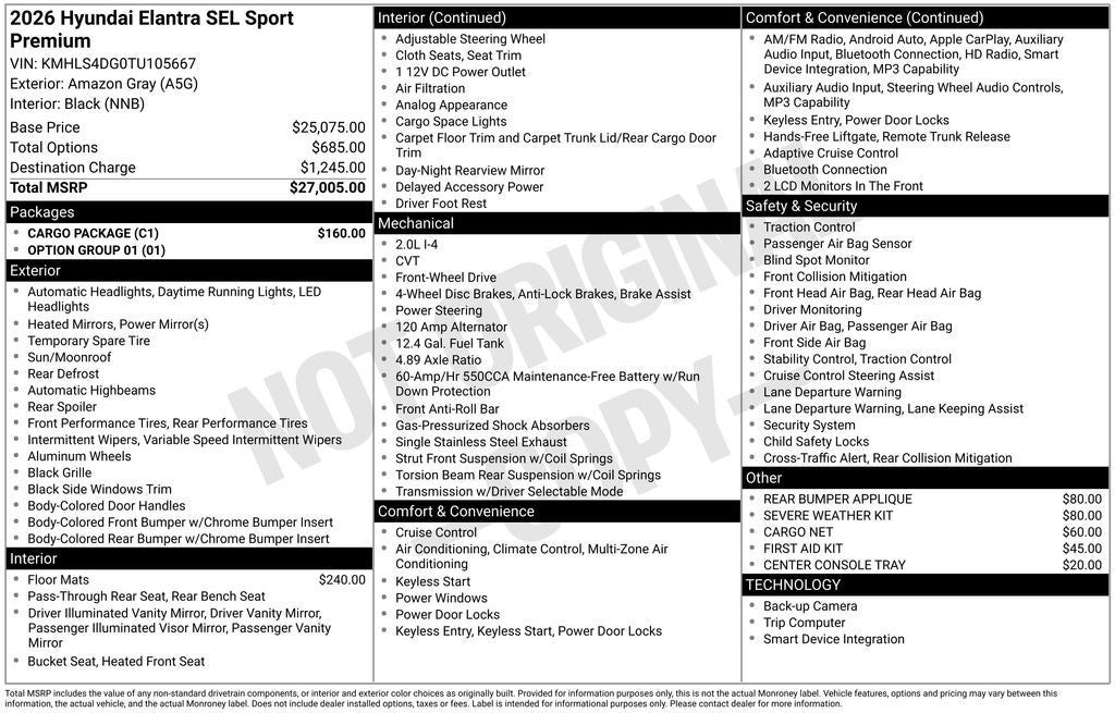 2026 Hyundai ELANTRA SEL Sport