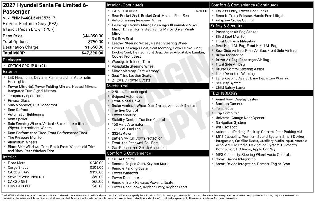 2027 Hyundai SANTA FE Limited 6P